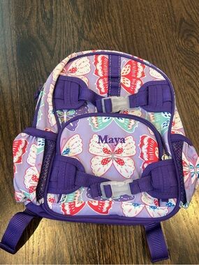 Pottery Barn Kids Mini Backpack with Maya embroidered.